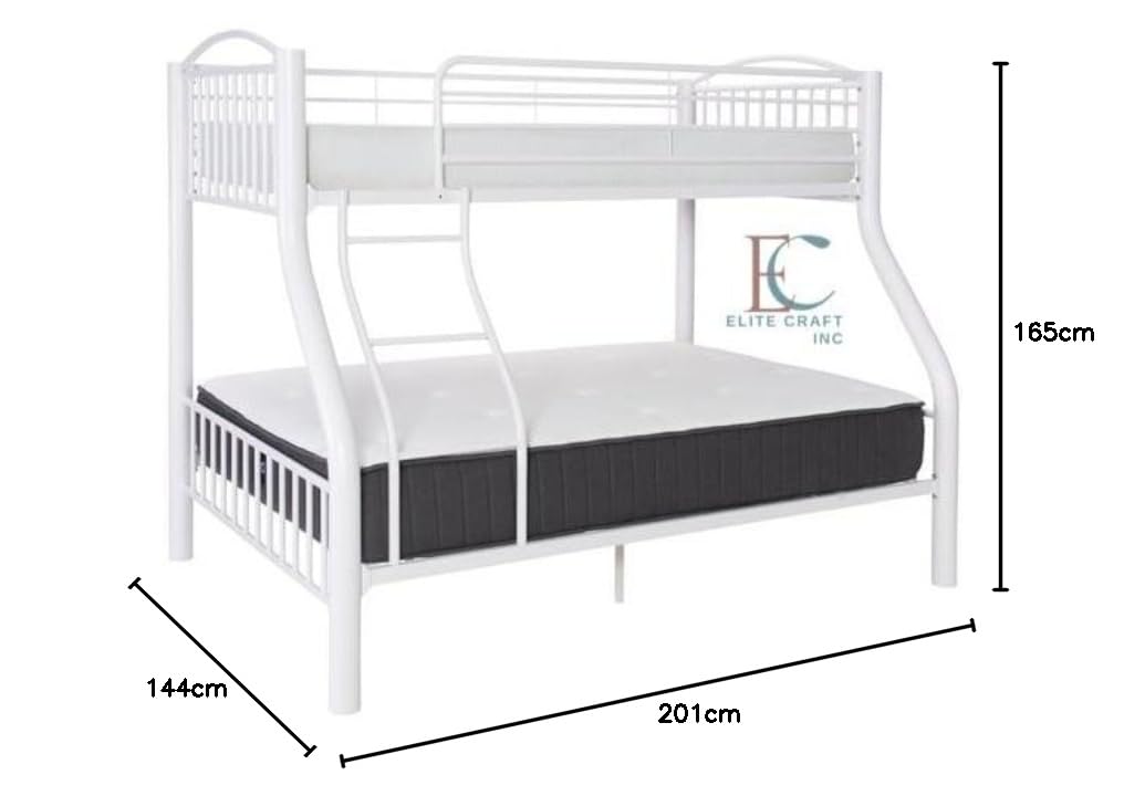 ELITE CRAFT INC Heavy Metal Queen Size Bunk Bed in White Glossy