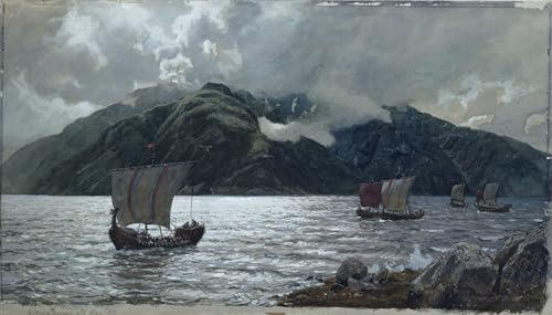 Navires vikings Sognefjord poster toile pour masquer mur vide bureau 60x90cm