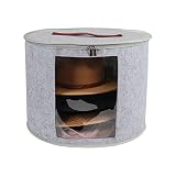 19" D x 14" H Large Hat Box, Felt Hat Boxes for Women and Men Storage, Foldable Hat Storage with Cle