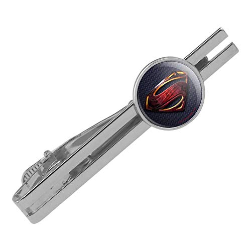 GRAPHICS & MORE Justice League Movie Superman Logo Round Tie Bar Clip Clasp Tack Silver Color Plated