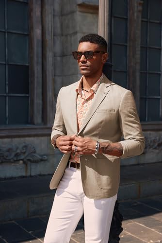 Image of PJ PAUL JONES Mens Casual Blazer Lightweight Linen Sport Coat 2 Button Unlined Suit Jackets