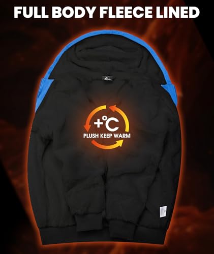 Image of GEEK LIGHTING Mens Fleece Lined Hoodies Zip Up Waffle Knit Thicken Hooded Sweatshirts Winter Jackets