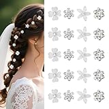 Arvoni 20 Pinces à Cheveux en Forme de Fleur avec Blanches et Strass, Pinces à Cheveux Déc...