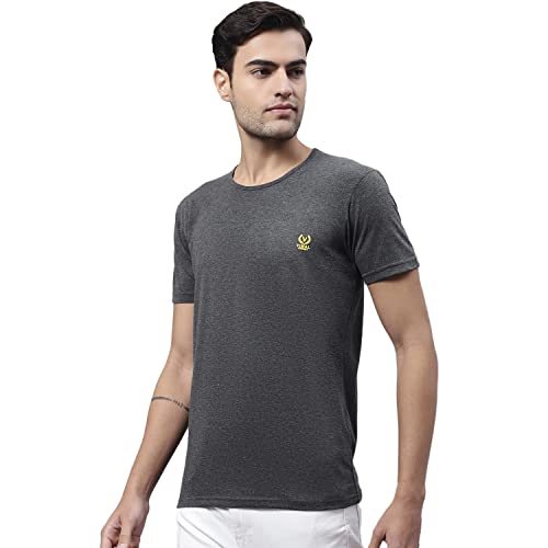 Image of Mack Jonney Men Round Neck Cotton Solid Regular Fit T-Shirt-T Anthraa 01-P