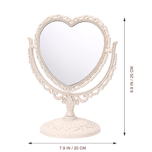 Frcolor Makeup Mirror, Tabletop Vanity Mirror Double Sided Magnifying Makeup Mirror With 360 Degree Rotation (Heart Shape, Beige) #TOP5