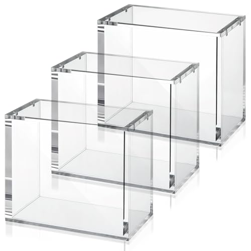 YEXEXINM 3 Pack Booster Box Acrylic Case Stackable Compatible with PKMN Booster Boxes Cases Protector Magnetic 5mm Thick Clear Booster Display Box for Trading Card Collectors