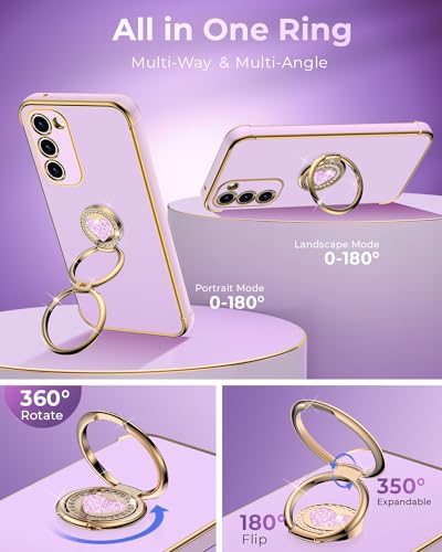 Image of XYZ for Galaxy S23 Plus Case with Stand, for Samsung Galaxy S23 Plus Case with Double Ring, Women Girls Bling Luxury Phone Case for Samsung S23 Plus, Purple
