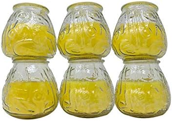OnlineStreet Citronella Outdoor Scented Tealight Candles, Enclosed in Glass Jars - Yellow-Coloured, Strong Insect/Pest Repellent with Long-Lasting Burning Time for Outdoor/Indoor Use (Pack of 6)