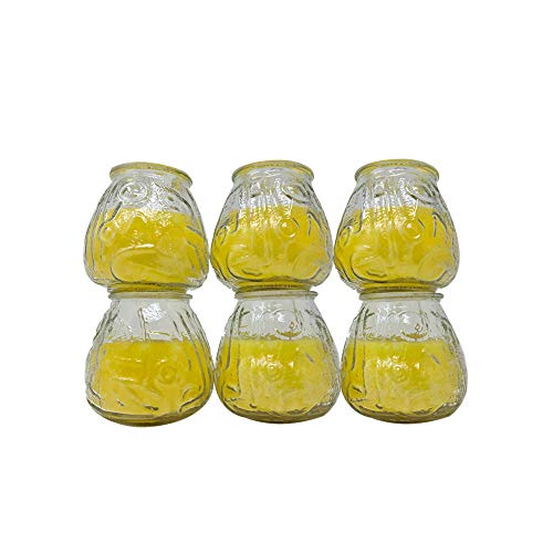 OnlineStreet Citronella Outdoor Scented Tealight Candles, Enclosed in Glass Jars - Yellow-Coloured, Strong Insect/Pest Repellent with Long-Lasting Burning Time for Outdoor/Indoor Use (Pack of 6)