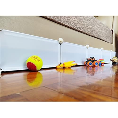 Under Bed Blocker for Pets, Gap Bumper for Under Bed, Stop Things Going Under Bed or Sofa Couch, Toys Blocker for Cats Dogs, Easy to Install, Total 7" Height 78.5" Length, White