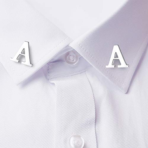Image of HONEY BEAR Initial Alphabet Letter Lapel Pins Collar Badge Brooches for Mens /Womens Shirt Dress Decoration Silver