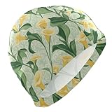 Badekappe für Herren, Retro-Stil, gelbe Calla-Lilien-Blumen, kurzes Haar...