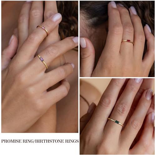 Bagues délicates plaquées or 14 carats avec gemme mensuelle