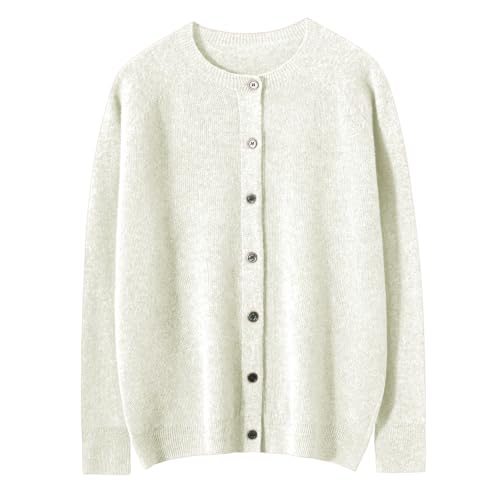 Image of Women's 100% Merino Wool Crew Neck Cardigan Lightweight Sweaters