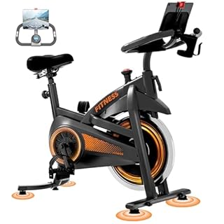 CURSOR FITNESS vélo d'appartement pliable, vélo d'appartement connecté avec mesure de pouls & écran LED, home-trainer pour la maison, siège confortable, jusqu'à 136 kg