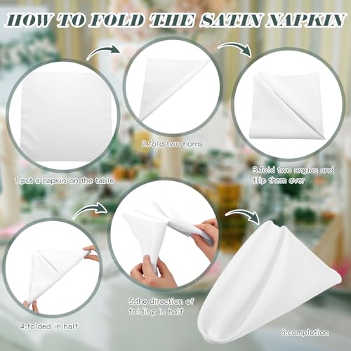 Servilletas de Tela Lavables Buryeah 60 Pzs 43x43 cm Blanco miniatura 4