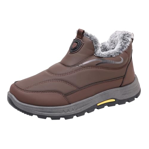 Bottines d'hiver rembourrées homme avec doublure thermique fausse fourrure et semelle épaisse