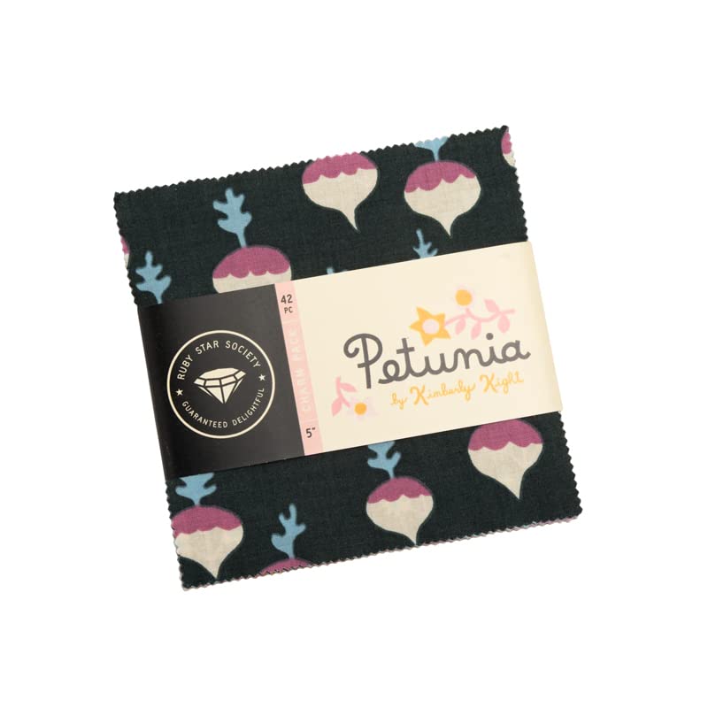 Petunia Charm Pack (42 Pieces) by Kimberly Kight for Ruby Star Society + Moda 5 x 5 inches (12.7 cm x 12.7 cm) Fabric Squares