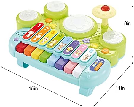 Hitish Toddler Musical Piano Toy, 3 in 1 Piano Keyboard Xylophone Drum Set, Electronic Early Educational Instrument Learning Toys for Baby 1 2 3 Years Old 7 4176RD4PlLS. AC