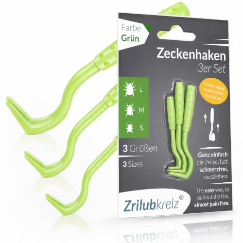 Zrilubkrelz® Zeckenhaken Zeckenzange - 3er Set - Für Hunde, Katzen etc.