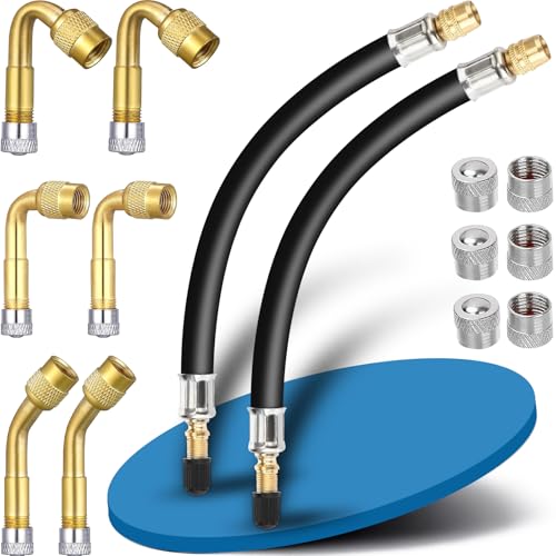 Ventilverlängerung Autoventil 3 Sets 45 90 135 Grad Autoventil Verlängerung H62 Messing 18 cm Flexible Reifenfüller Schlauch Ventilverlängerung Adapter für Autos Lastwagen Motorräder Fahrräder