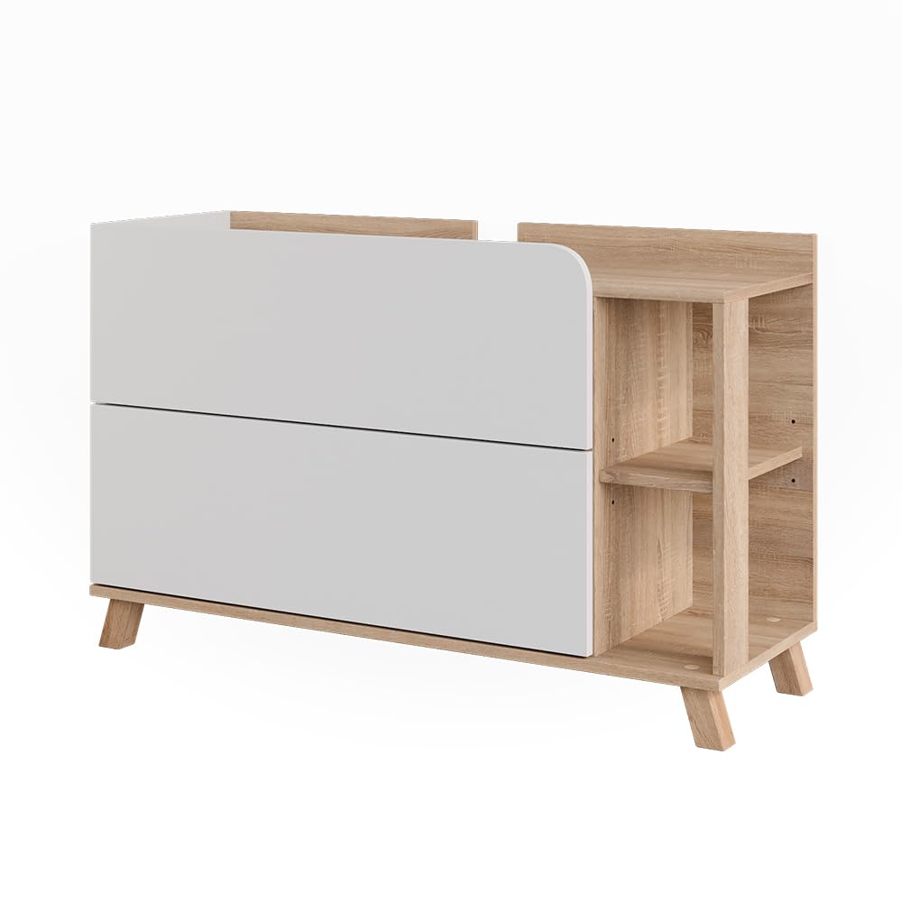 Vicco Mueble bajo Lavabo Karen, Sonoma/Blanco, 100 x 65 cm | con 2 cajones, para montaje bajo lavabo con recorte para sifón