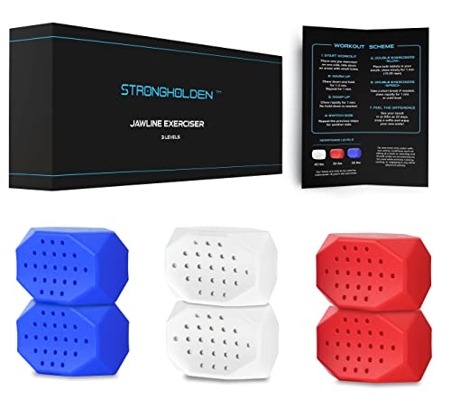 Jawline Exerciser for Men & Women - 3 Resistance Levels (6pcs) Silicone Jaw Exerciser Tablets for Beginner, Intermediate & Advance Users - Jawline Sculptor & Jawline Shaper (New Generation)