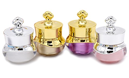 Le Fu Li 4Pcs 5g Crown Shape Plastic Refillable Bottles Empty Pot Bottles Makeup Jar Travel Face Cream Lotion Cosmetic Container