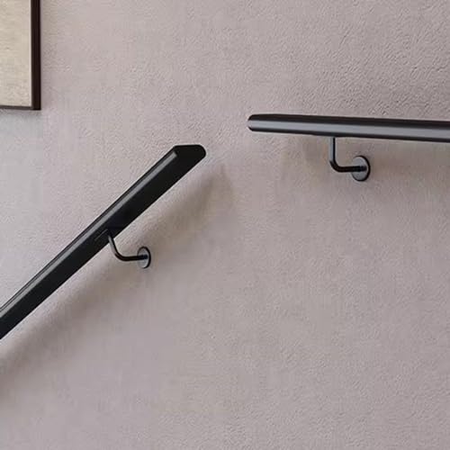 Rampe d'escalier en fer forgé noir de 120 cm avec support de sécurité mural - 8