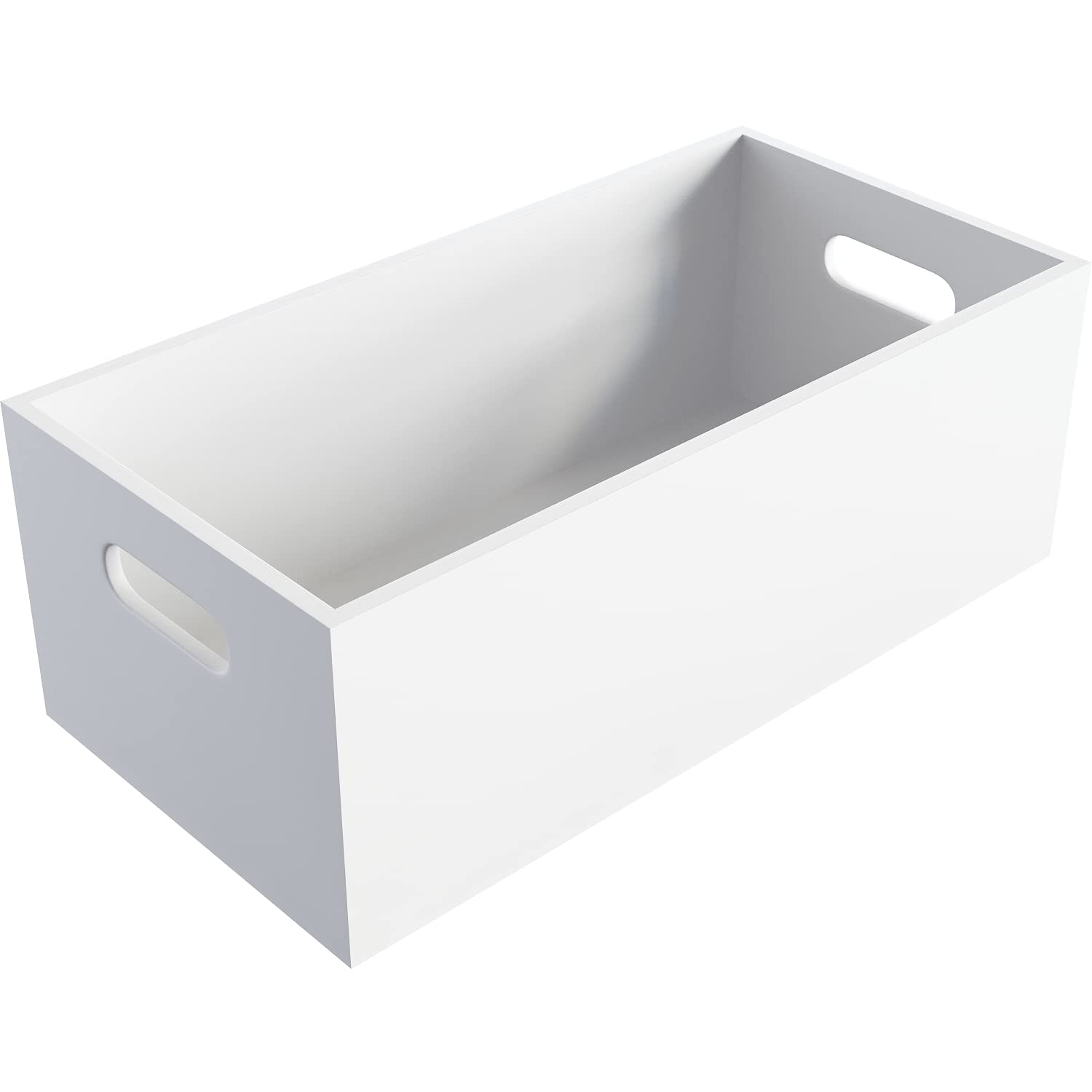 KD Essentials Storage box L made of 100% FSC-certified bamboo, stackable & durable – organiser box for kitchen, office, kids' room, home, plastic-free & eco-friendly white wooden box