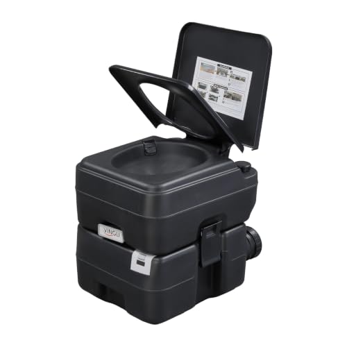 Image of VINGLI Portable Toilet for Camping, 5.8 Gallon Capacity with Carry Bag, Camping Toilet with Detachable Waste Tank for Adult, Heavy Duty HDPE Construction for Outdoor Travel (Black, 5.8 Gal)