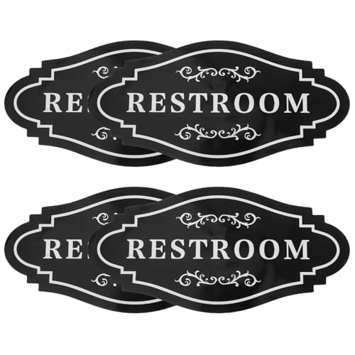 PERSELOSO 4pcs Vinyl Restroom Sign Stickers Bathroom Wall Art Decor Water Sticker Washroom Decor Sign Adhesive Bathroom Door