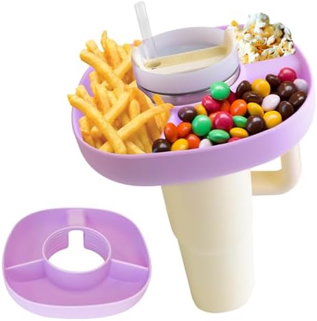 PVTXFK Bol à Snack Pour Stanley Cup 40oz - Plateau Silicone Compatible Quencher Avec 4 Compartiments Et Couvercle Blanc, Idéal Pour Collation