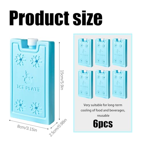 6pcs Kühlakkus für Kühlta,200ml Kühlakkus für Kühltasche,Ultra-Dünn und Kühlung,Wiederverwendbare Kühlakku, Ideal für Camping und Reisen Lebensmittel Frisch zu Halten