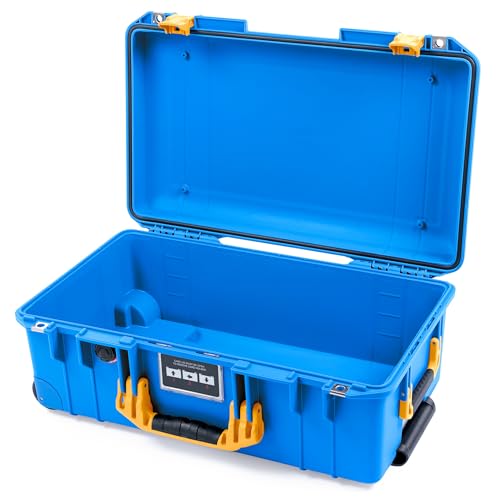 Image of Electric Blue Pelican 1535 Air Carry-on Case - Comes empty - Yellow Handles & Latches.