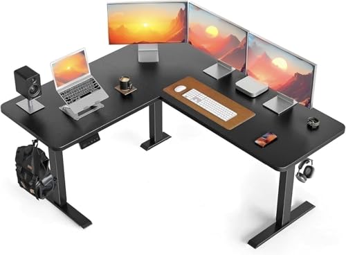FEZIBO L Shaped Standing Desk, 63' Corner Standing Desk with Electric Adjustable Height, L Shaped...