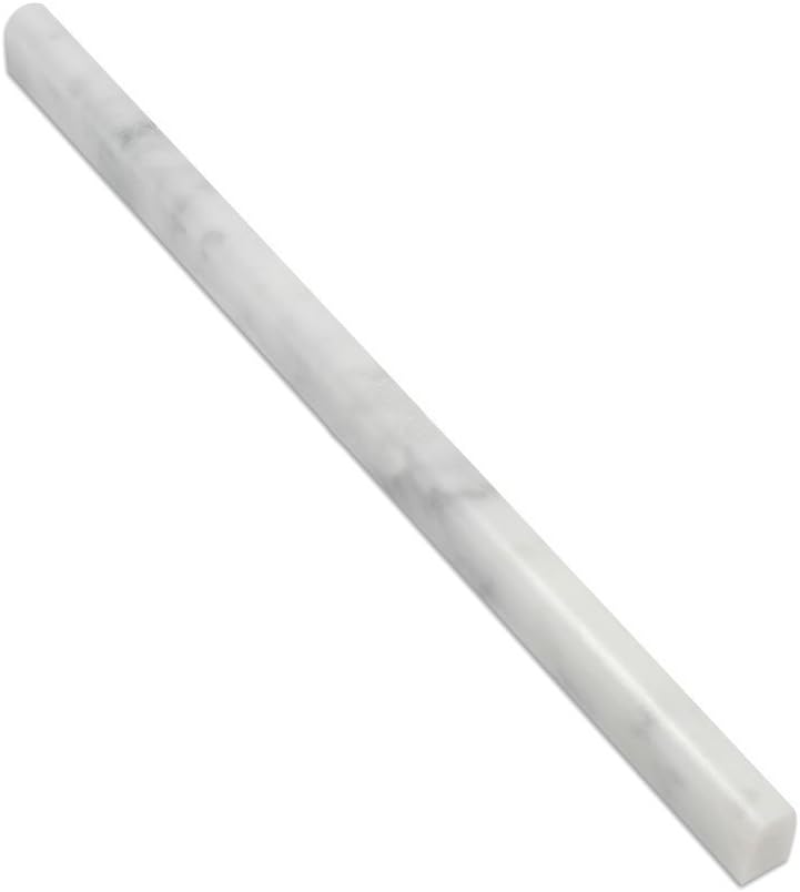 Carrara White Italian (Bianco Carrara) Marble 1/2 X 12 Pencil Liner Trim Molding (50, Honed)
