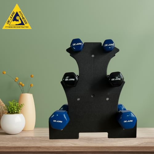 Image of De Jure Fitness Dumbbell Weight Stand, Heavy-Duty PVC Dumbbell Rack for Home Gym & Strength Training | Compact, Portable, and Space-Saving Dumbbell Holder with 6 Slots for 3 Pairs of Dumbbells (Without Dumbell)