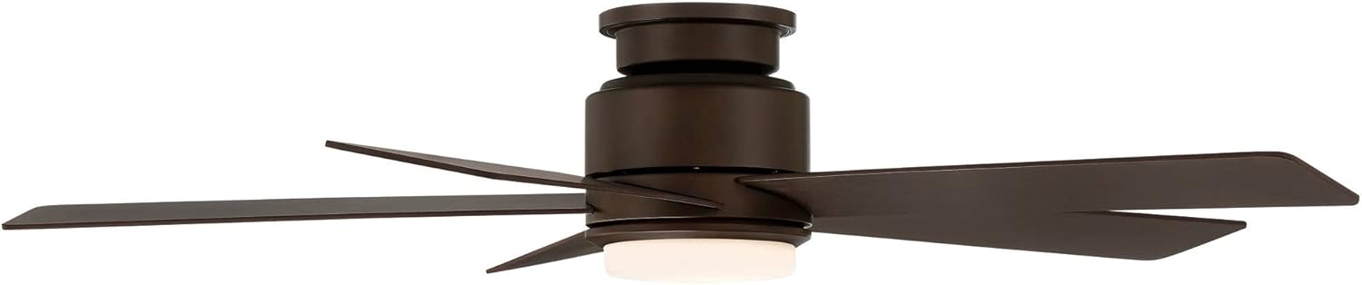 Casa Vieja 52" Grand Palm Modern Outdoor Hugger Ceiling Fan with Dimmable LED Light Remote Control Oil Rubbed Bronze White Opal Glass Damp Rated for Patio Exterior House Porch Gazebo