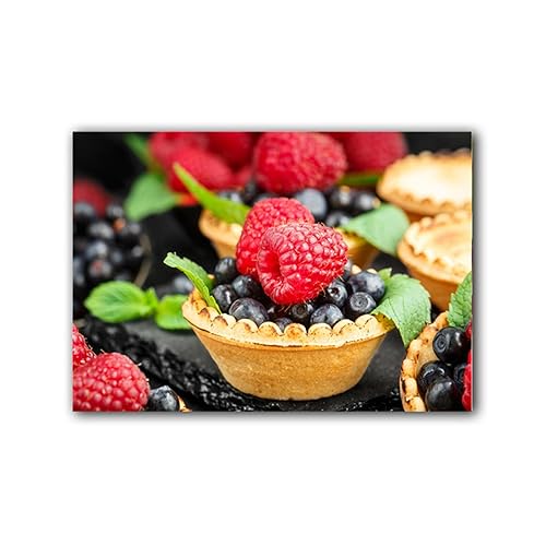 Art mural de baies et cerises sur toile de qualité premium 50x70cm x 3 - 4