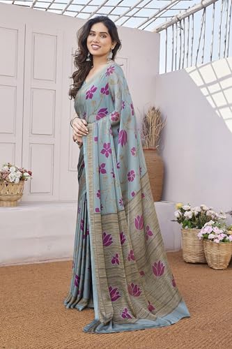 Image of MIRCHI FASHION Saree for Woman Chiffon Floral Printed | Lightweight Daily Wear Women's Sari with Unstitched Blouse Piece (Available in 20 Colors)