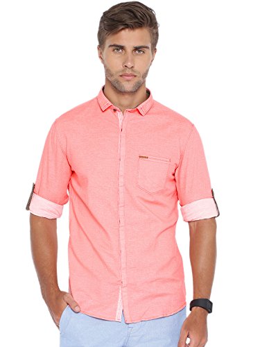 Image of SHOWOFF Men's Slim Fit Shirt (SankeshwarLenin1 Peach XL)