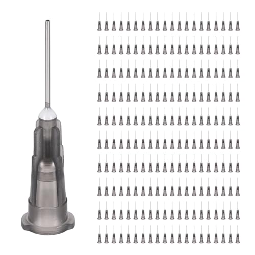 uxcell Blunt Tip Dispensing Needles, 200 Pcs 0.5 Inch 22G Glue Dispensing Stainless Steel Needle Tip Liquid Dispenser for Industrial Oil or Glue Applicator, Black