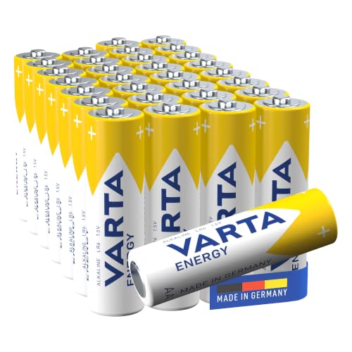 VARTA Batterien AA, 30 StĂĽck, Energy, Alkaline, 1,5V, Verpackung zu 80% recycelt, fĂĽr einfachen Grundbedarf, Made in Germany