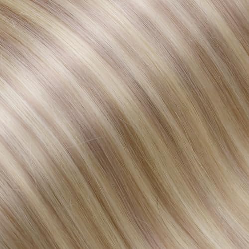 Image of LaaVoo Tape in Weft Extensions Blonde Weft Tape Hair Extensions Human Hair Genius Tape in Human Hair Extension Ash Blonde Highlight Bleach Blonde 18inch 50G
