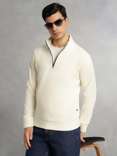 Image of Thomas Scott Men's | Regular Fit | Long Sleeves | High Neck | Solid | 100% Polyester | Knitted | Sweatshirt | Dry Clean Only