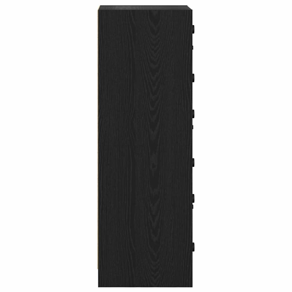 vidaXL Alacena Roble Negro 35 x 37 x 109 cm Madera contrachapada, Comedor, aparador rústico, Mueble versátil, Almacenamiento en Madera, Armario con Puerta de Vidrio