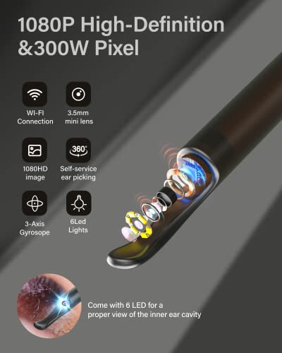 Ear Wax Removal,Bebird Ear Camera,Ear Wax Removal Tool,Earwax Removal Kit With 6Led Light,Ear Cleaner With Camera And Light Built-In Wifi With Soft Silicone Ear Scoops,Ear Wax Camera For Ios & Android #TOP1