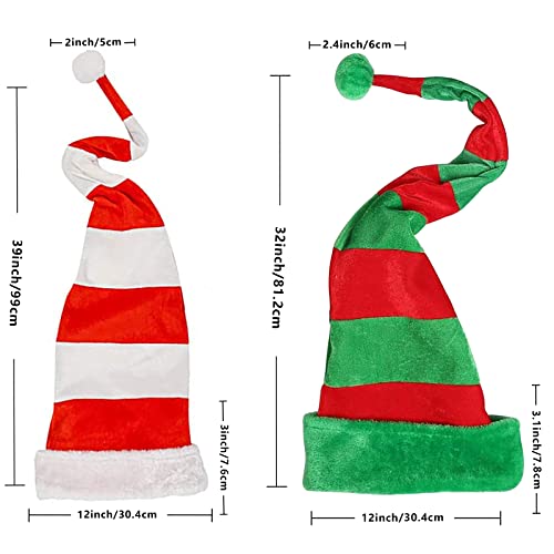 Szsppinnshp 2 Pc Long Striped Christmas Hats Faux Fur Santa Elf Hat Santa Candy Hat Novelty Costume Hats For Christmas Party Costume Accessories #TOP1