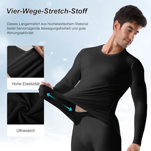 Channo Herren Langarm Thermo Shirt: Atmungsaktive und Elastische Unterwäsche für Outdoor-Aktivitäten im Winter Weiß XL
